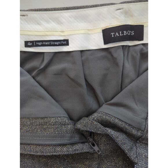 TALBOTS Wool Blend Gray & Silver Sparkle High Waist Straight Pants Womens sz 4P - Picture 2 of 7